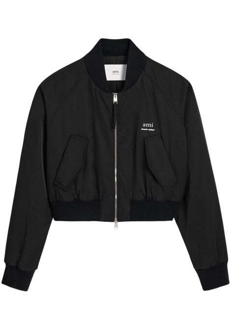 Black logo-lettering bomber jacket Ami Paris - women